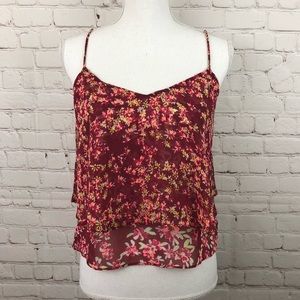 Express sheer floral tie back tank